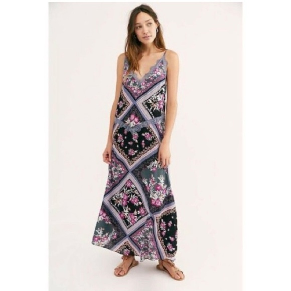 Free People Dresses & Skirts - Free People Pink and Purple Patterned Maxi Dress